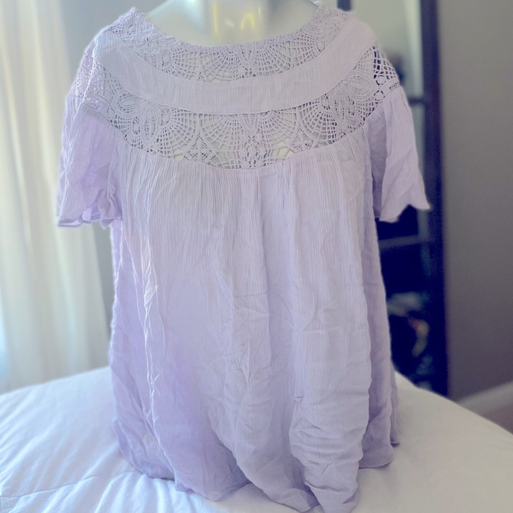 English Factory NWT saks purple blouse crochet